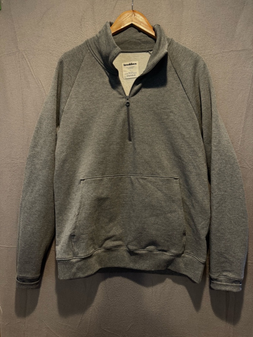 Brooklinen Men’s Gray Half-Zip Pullover Sweatshirt